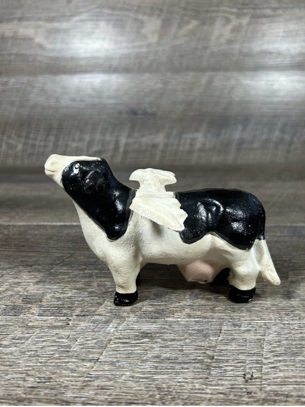 Rustic Painted Cast Iron Flying Pig with Wings Doorstop Paperweight Farmhouse